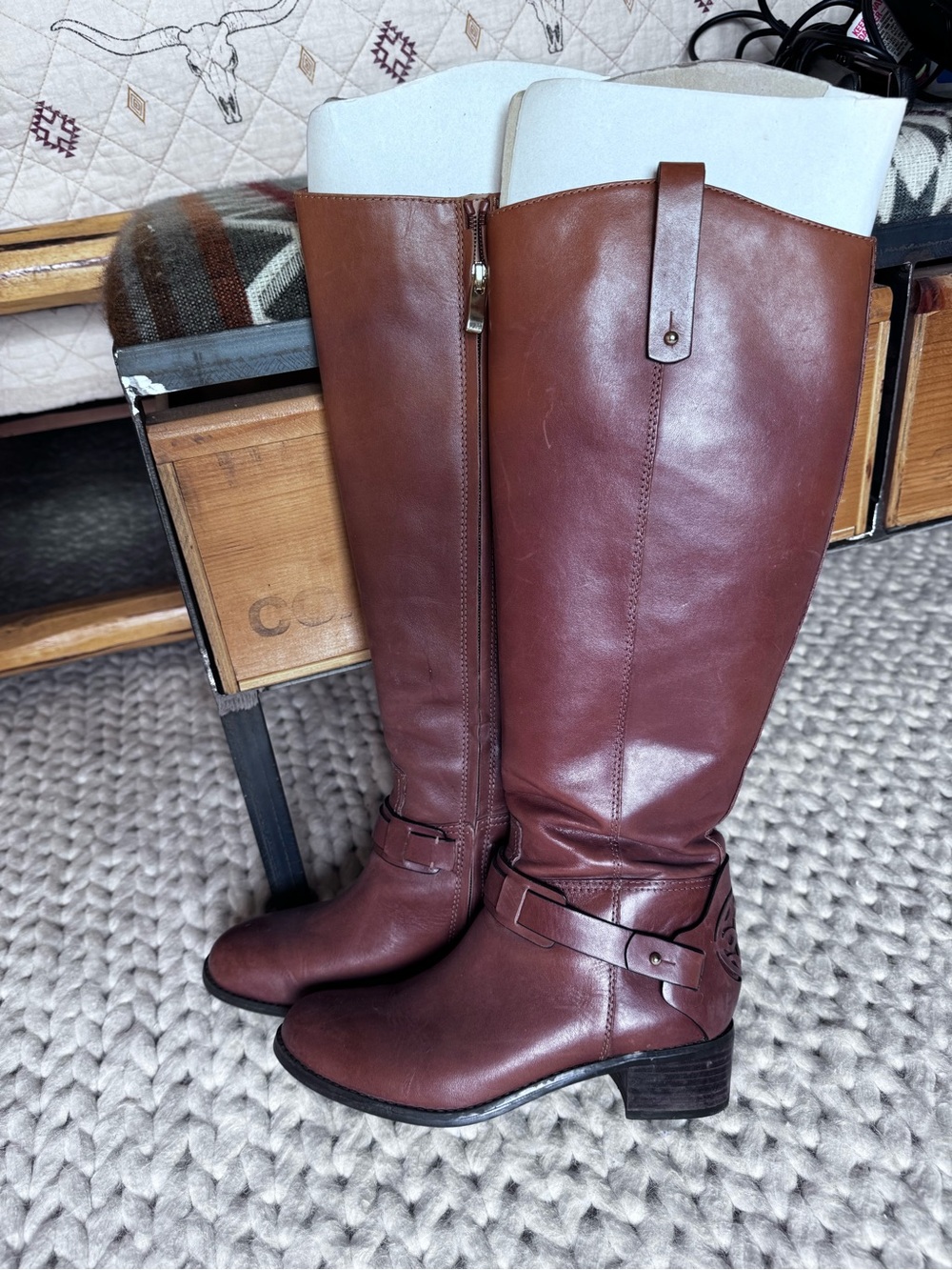Franco Fortini Chestnut Brown Leather Knee Boots